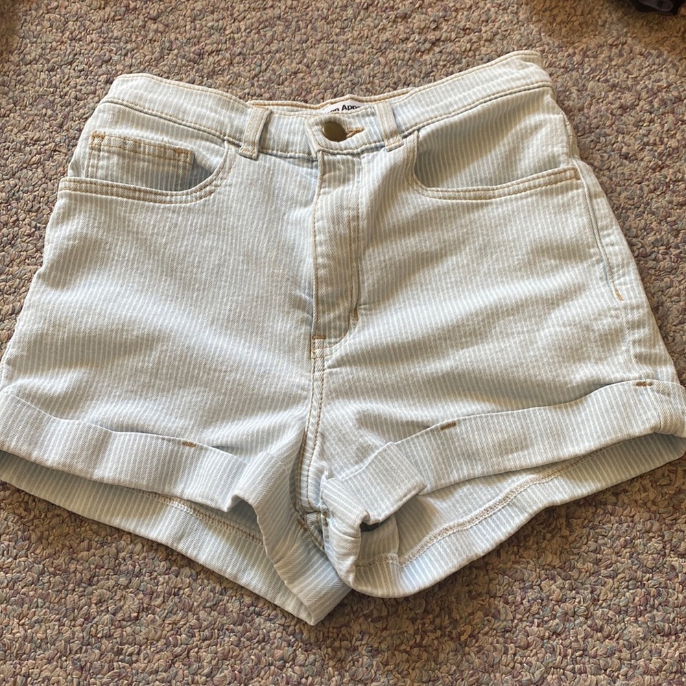 Light blue shorts with white lines